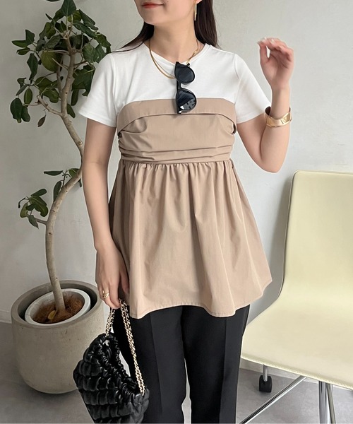 prose verse（プロズヴェール）の「ビスチェドッキングペプラムTシャツ（Tシャツ/カットソー・レディース・チャコールグレー/オフホワイト・ﾌﾘ-/LARGE）」の12枚目の写真