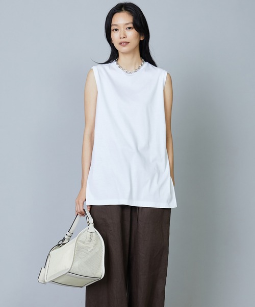 1er Arrondissement（プルミエアロンディスモン）の「コットンスムースタンクTシャツ（Tシャツ/カットソー・レディース・ブラック/オフホワイト/チャコールグレー・FREE）」の2枚目の写真