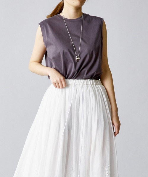 1er Arrondissement（プルミエアロンディスモン）の「コットンスムースタンクTシャツ（Tシャツ/カットソー・レディース・ブラック/オフホワイト/チャコールグレー・FREE）」の3枚目の写真