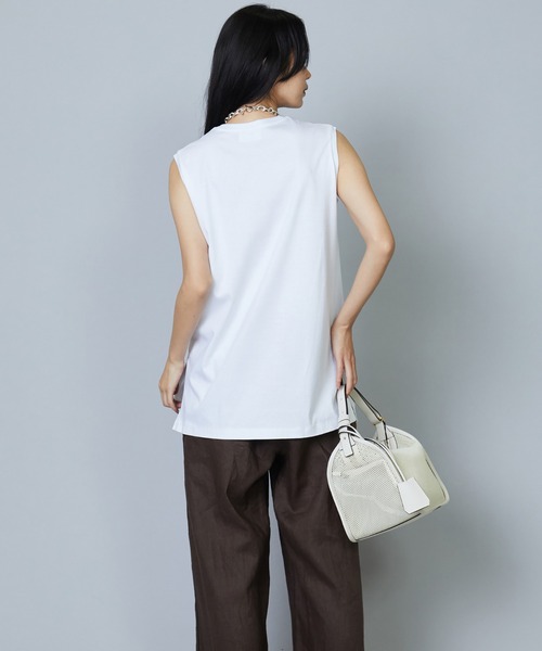 1er Arrondissement（プルミエアロンディスモン）の「コットンスムースタンクTシャツ（Tシャツ/カットソー・レディース・ブラック/オフホワイト/チャコールグレー・FREE）」の5枚目の写真