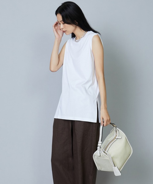 1er Arrondissement（プルミエアロンディスモン）の「コットンスムースタンクTシャツ（Tシャツ/カットソー・レディース・ブラック/オフホワイト/チャコールグレー・FREE）」の4枚目の写真