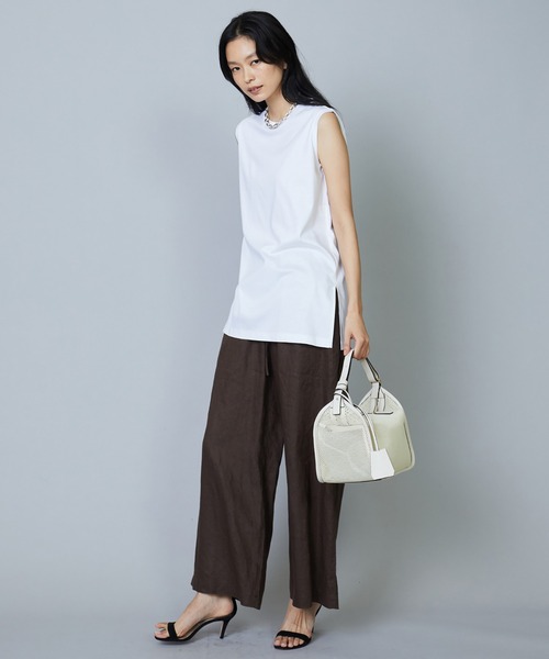 1er Arrondissement（プルミエアロンディスモン）の「コットンスムースタンクTシャツ（Tシャツ/カットソー・レディース・ブラック/オフホワイト/チャコールグレー・FREE）」の8枚目の写真