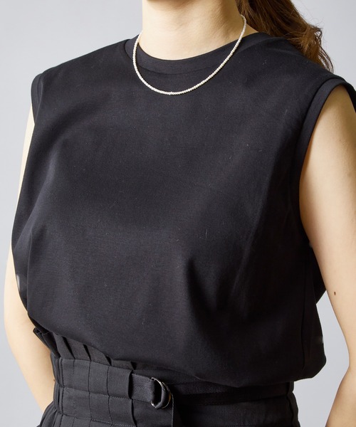 1er Arrondissement（プルミエアロンディスモン）の「コットンスムースタンクTシャツ（Tシャツ/カットソー・レディース・ブラック/オフホワイト/チャコールグレー・FREE）」の15枚目の写真