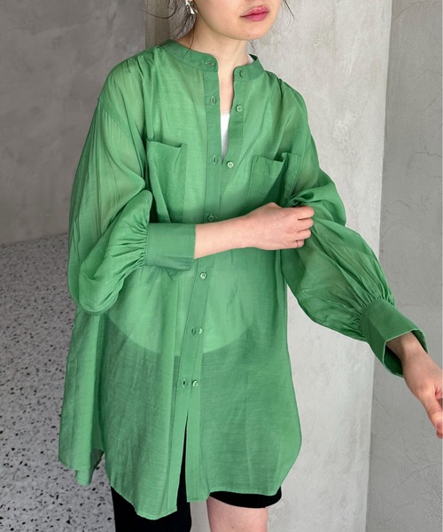 feepur by saya（フェピュールバイサヤ）の「【 7color 】シアールーズシャツ（シャツ/ブラウス・レディース・ブラック/パープル/グリーン/ブルー/オレンジ/ピンク/オフホワイト・MEDIUM）」の3枚目の写真