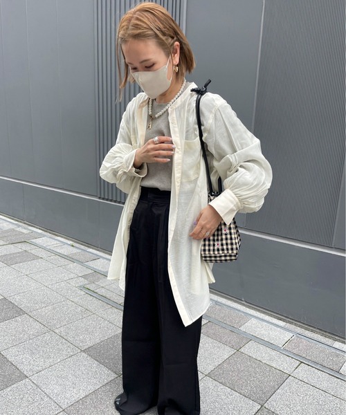 feepur by saya（フェピュールバイサヤ）の「【 7color 】シアールーズシャツ（シャツ/ブラウス・レディース・ブラック/パープル/グリーン/ブルー/オレンジ/ピンク/オフホワイト・MEDIUM）」の14枚目の写真