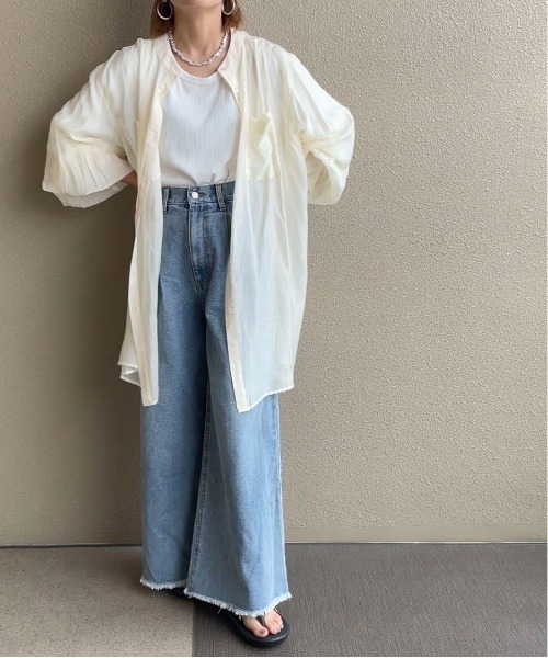 feepur by saya（フェピュールバイサヤ）の「【 7color 】シアールーズシャツ（シャツ/ブラウス・レディース・ブラック/パープル/グリーン/ブルー/オレンジ/ピンク/オフホワイト・MEDIUM）」の8枚目の写真