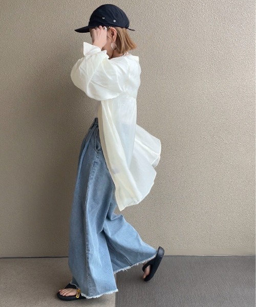 feepur by saya（フェピュールバイサヤ）の「【 7color 】シアールーズシャツ（シャツ/ブラウス・レディース・ブラック/パープル/グリーン/ブルー/オレンジ/ピンク/オフホワイト・MEDIUM）」の12枚目の写真