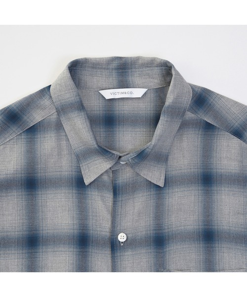 VICTIM ビッグシルエットレーヨンオンブレーチェックシャツ ブルー グレー VICTIM（ヴィクティム）の「VICTIM ヴィクティム / RAYON CHECK