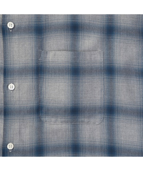 VICTIM ビッグシルエットレーヨンオンブレーチェックシャツ ブルー グレー VICTIM（ヴィクティム）の「VICTIM ヴィクティム / RAYON CHECK