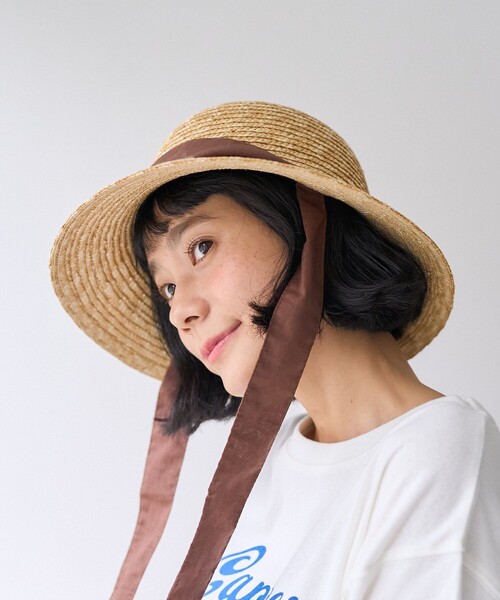 Casselini キャセリーニ リボン付き ストローハット セール】Casselini/キャセリーニ マルチウエイ リボン付き