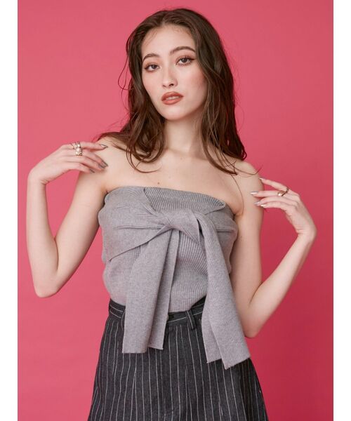 EVRIS（エヴリス）の「リボンニットベアビスチェ（キャミソール・レディース・グレー/ブルー/ブラック・FREE）」の13枚目の写真