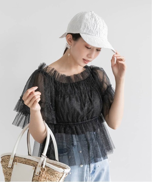 RANDA（ランダ）の「ラメチュールギャザーブラウス（シャツ/ブラウス 
