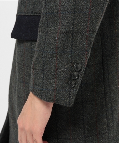SEVENDAYS=SUNDAY(セブンデイズサンデイ)の「HARRIS TWEED切替 チェスターコート(ピーコート・メンズ・杢グレー/カーキ/ネイビー・SMALL/LARGE/MEDIUM)」の8枚目の写真