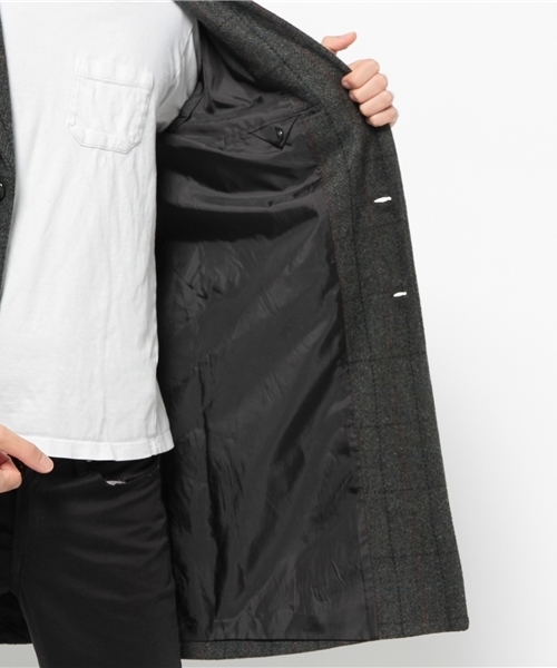 SEVENDAYS=SUNDAY(セブンデイズサンデイ)の「HARRIS TWEED切替 チェスターコート(ピーコート・メンズ・杢グレー/カーキ/ネイビー・SMALL/LARGE/MEDIUM)」の11枚目の写真