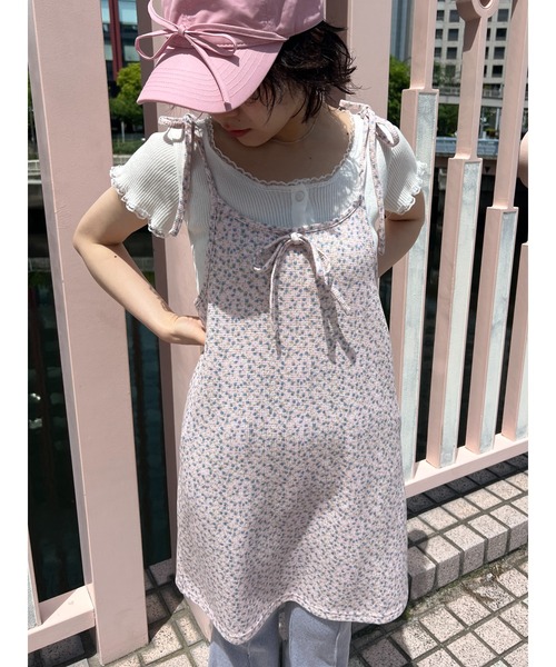 WC（ダブル シー）の「リトルフラワーワッフルキャミワンピース（ワンピース・レディース・ホワイト/ピンク/グリーン・FREE）」の18枚目の写真