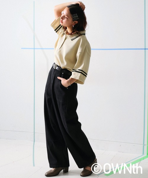 OWNth（オンス）の「メッシュポロシャツ（ポロシャツ・レディース・ベージュ/ネイビー・P/R）」の5枚目の写真