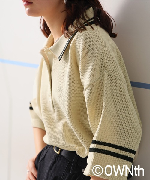 OWNth（オンス）の「メッシュポロシャツ（ポロシャツ・レディース・ベージュ/ネイビー・P/R）」の3枚目の写真