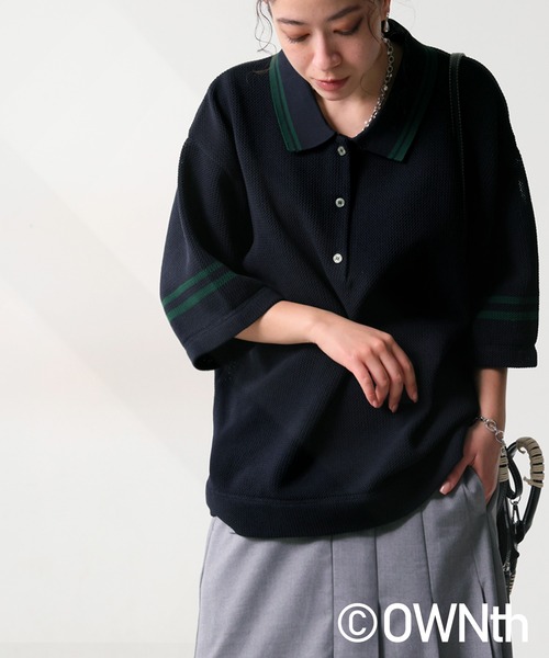 OWNth（オンス）の「メッシュポロシャツ（ポロシャツ・レディース・ベージュ/ネイビー・P/R）」の22枚目の写真