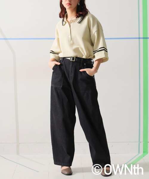 OWNth（オンス）の「メッシュポロシャツ（ポロシャツ・レディース・ベージュ/ネイビー・P/R）」の4枚目の写真