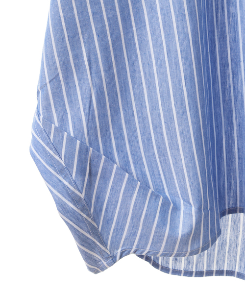 SOFFITTO（ソフィット）の「レーヨン混フレンチリネンバンドカラーシャツ(取り扱い店舗限定)（シャツ/ブラウス・レディース・ブラック/オフホワイト/B/C/ピンク/グリーン/A・FREE）」の11枚目の写真