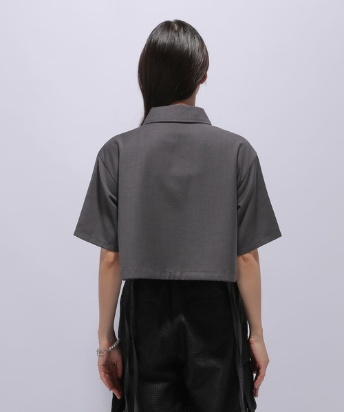 HARE（ハレ）の「ジップドロストショートシャツ(HARE)（シャツ/ブラウス・レディース・グレー/ブラック・FREE）」の11枚目の写真