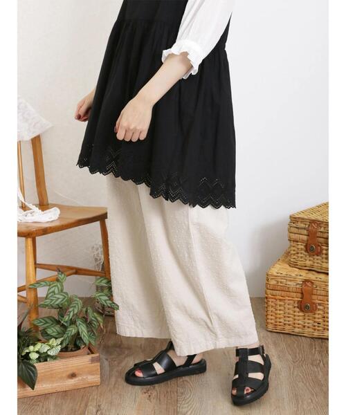 Samansa Mos2(サマンサ モスモス)の「カットドビーギャザーパンツ(その他パンツ・レディース・モカ/ブラック/キナリ・F)」の5枚目の写真