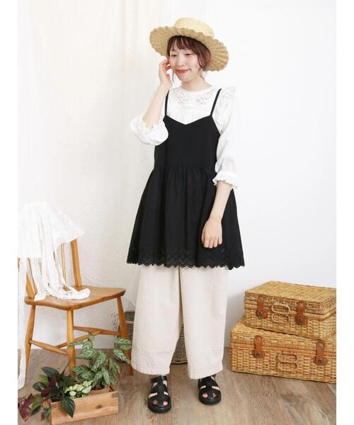 Samansa Mos2(サマンサ モスモス)の「カットドビーギャザーパンツ(その他パンツ・レディース・モカ/ブラック/キナリ・F)」の7枚目の写真