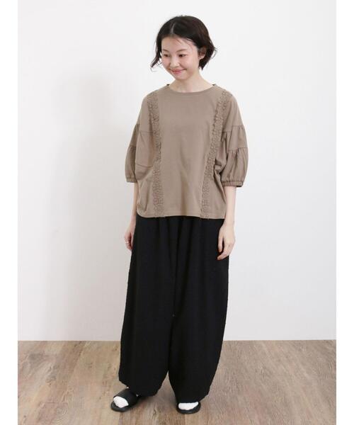 Samansa Mos2(サマンサ モスモス)の「カットドビーギャザーパンツ(その他パンツ・レディース・モカ/ブラック/キナリ・F)」の19枚目の写真