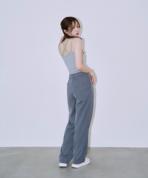 Auntie Rosa（アンティローザ）の「【_chunpi】ふわふわチュールのカップ付きダブルストラップキャミ（キャミソール・レディース・オフホワイト/ブルーグレー・FREE）」の10枚目の写真