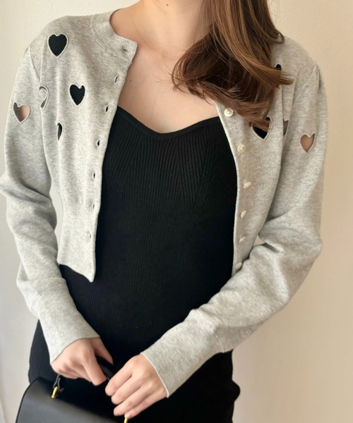 DEICY(デイシー)の「ハートカーデセットワンピース(ワンピース・レディース・ベージュ系その他/ブラック・FREE)」の5枚目の写真