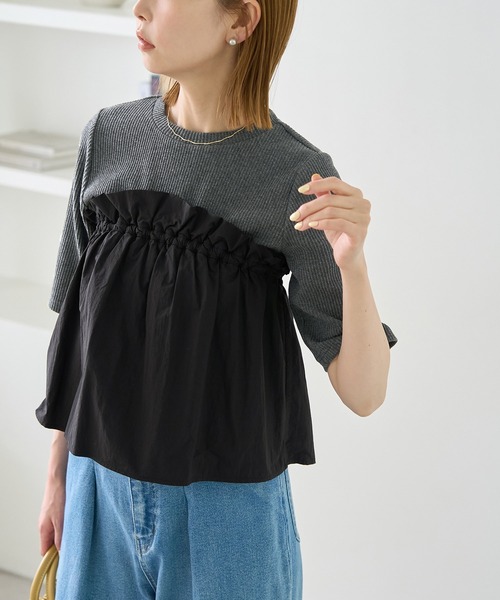 ROPE' PICNIC(ロペピクニック)の「ベアドッキングカットトップス(ニット/セーター・レディース・ホワイト/ブラック/チャコールグレー・38)」の1枚目の写真