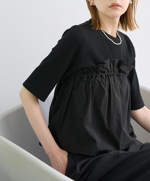 ROPE' PICNIC(ロペピクニック)の「ベアドッキングカットトップス(ニット/セーター・レディース・ホワイト/ブラック/チャコールグレー・38)」の3枚目の写真
