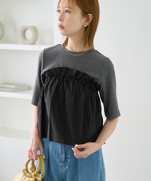 ROPE' PICNIC(ロペピクニック)の「ベアドッキングカットトップス(ニット/セーター・レディース・ホワイト/ブラック/チャコールグレー・38)」の12枚目の写真