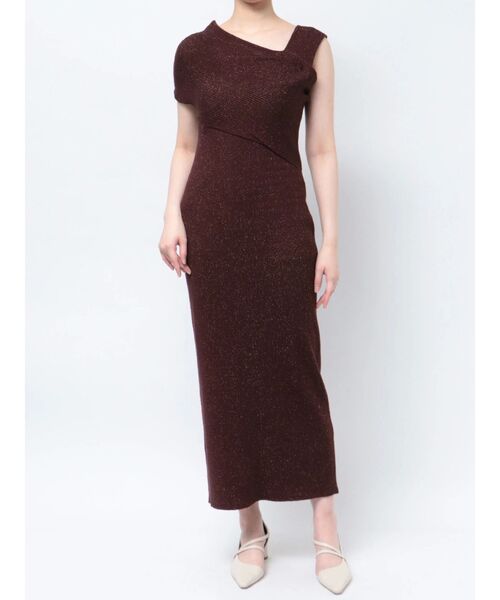 LAGUNAMOON（ラグナムーン）の「アシンメトリーラメブレンドニットワンピース（ワンピース・レディース・ボルドー/ブラック/グレー・SMALL/MEDIUM）」の16枚目の写真