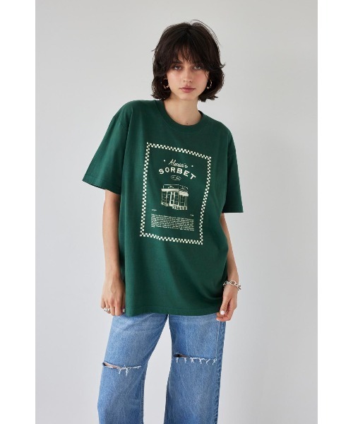 ALEXIA STAM(アリシアスタン)の「Sorbet Label Tee /Sorbet LabelオーバーTee(Tシャツ/カットソー・レディース・チャコールグレー/ホワイト/グリーン・FREE)」の22枚目の写真