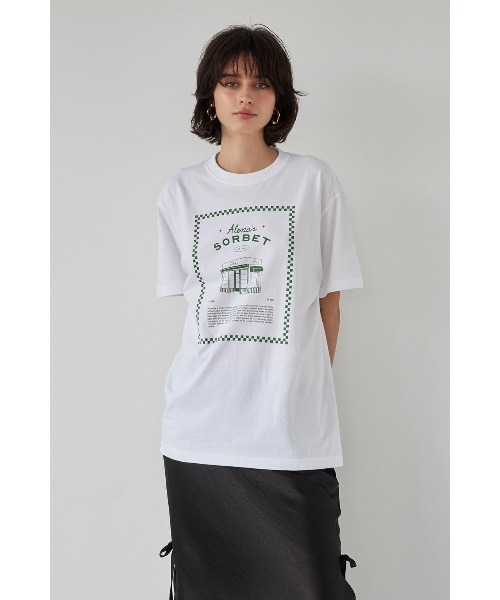 ALEXIA STAM(アリシアスタン)の「Sorbet Label Tee /Sorbet LabelオーバーTee(Tシャツ/カットソー・レディース・チャコールグレー/ホワイト/グリーン・FREE)」の10枚目の写真