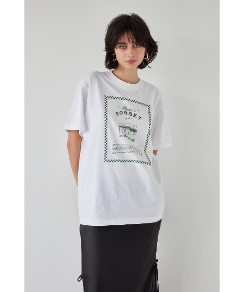 ALEXIA STAM(アリシアスタン)の「Sorbet Label Tee /Sorbet LabelオーバーTee(Tシャツ/カットソー・レディース・チャコールグレー/ホワイト/グリーン・FREE)」の9枚目の写真