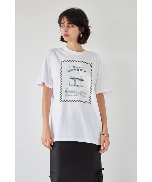 ALEXIA STAM(アリシアスタン)の「Sorbet Label Tee /Sorbet LabelオーバーTee(Tシャツ/カットソー・レディース・チャコールグレー/ホワイト/グリーン・FREE)」の4枚目の写真