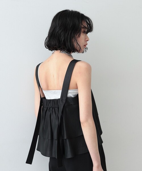 GALLEST（ギャレスト）の「◆シャインフレアキャミ（シャツ/ブラウス・レディース・アイボリー/ブラック/ブラウン系・38）」の5枚目の写真