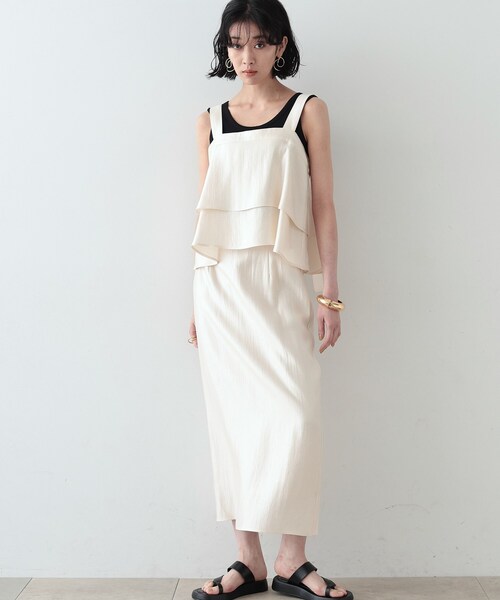 GALLEST（ギャレスト）の「◆シャインフレアキャミ（シャツ/ブラウス・レディース・アイボリー/ブラック/ブラウン系・38）」の9枚目の写真