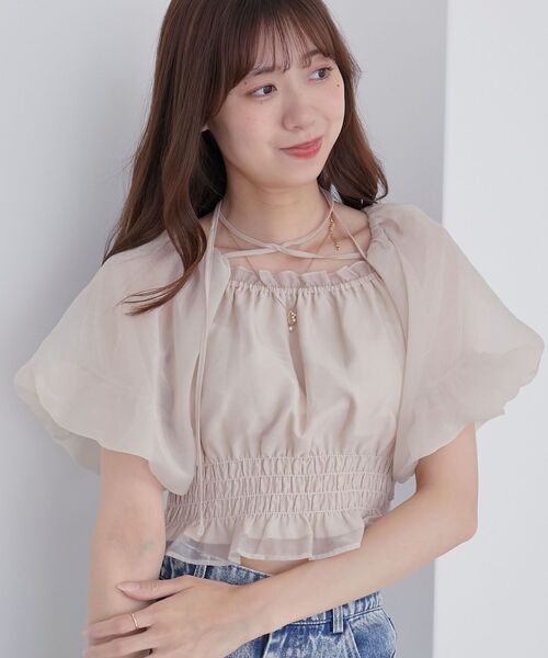 MAJESTIC LEGON(マジェスティックレゴン)の「前後2wayバルーン袖ブラウス(シャツ/ブラウス・レディース・ブルー/ブラック系その他/アイボリー/ピンク・MEDIUM)」の4枚目の写真