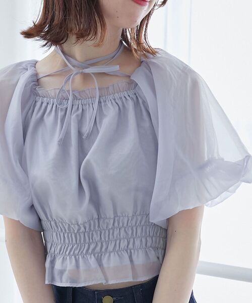 MAJESTIC LEGON(マジェスティックレゴン)の「前後2wayバルーン袖ブラウス(シャツ/ブラウス・レディース・ブルー/ブラック系その他/アイボリー/ピンク・MEDIUM)」の3枚目の写真