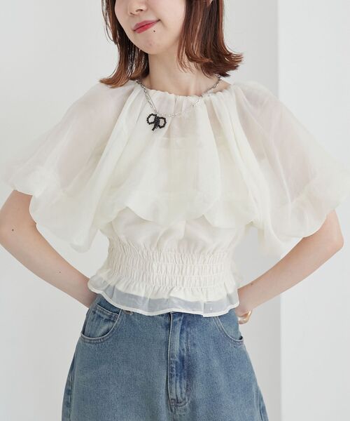 MAJESTIC LEGON(マジェスティックレゴン)の「前後2wayバルーン袖ブラウス(シャツ/ブラウス・レディース・ブルー/ブラック系その他/アイボリー/ピンク・MEDIUM)」の18枚目の写真