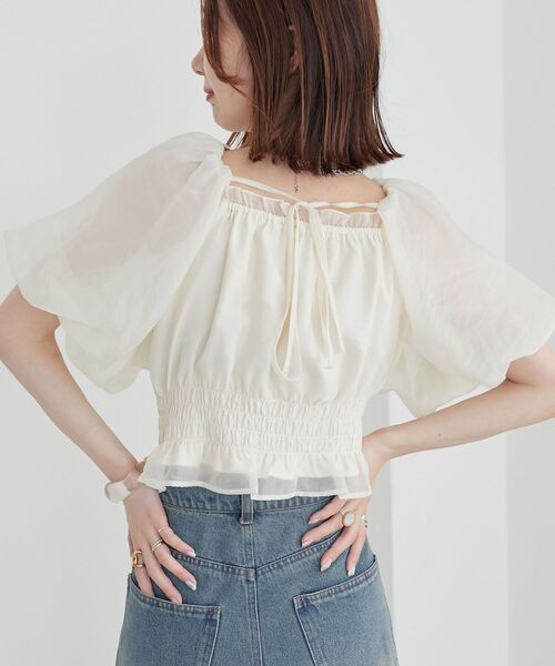 MAJESTIC LEGON(マジェスティックレゴン)の「前後2wayバルーン袖ブラウス(シャツ/ブラウス・レディース・ブルー/ブラック系その他/アイボリー/ピンク・MEDIUM)」の17枚目の写真