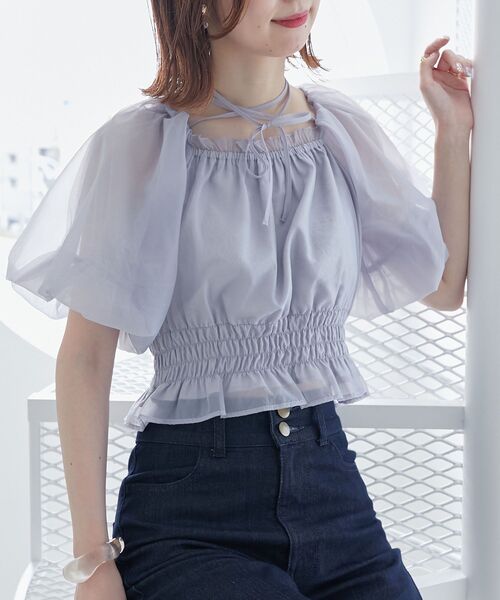 MAJESTIC LEGON(マジェスティックレゴン)の「前後2wayバルーン袖ブラウス(シャツ/ブラウス・レディース・ブルー/ブラック系その他/アイボリー/ピンク・MEDIUM)」の12枚目の写真