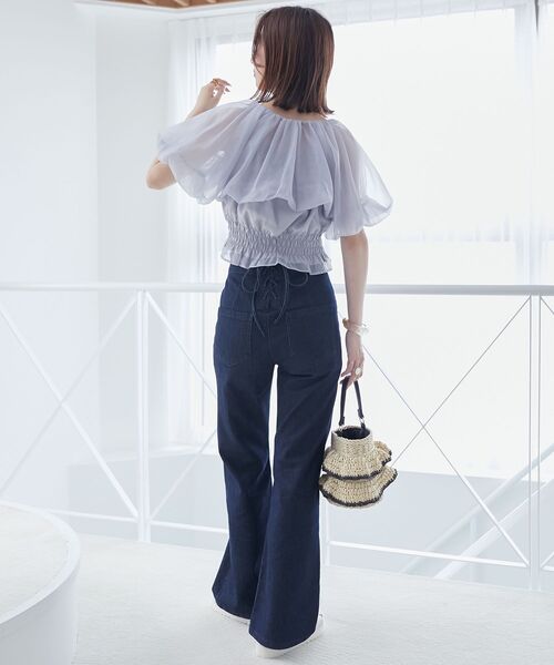 MAJESTIC LEGON(マジェスティックレゴン)の「前後2wayバルーン袖ブラウス(シャツ/ブラウス・レディース・ブルー/ブラック系その他/アイボリー/ピンク・MEDIUM)」の8枚目の写真