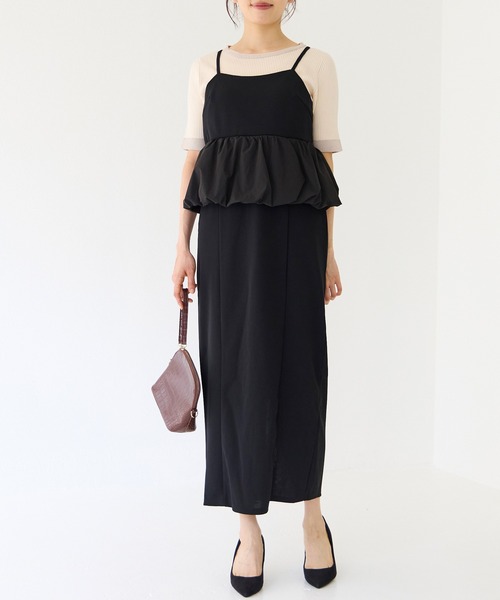 INCEDE(インシード)の「ウエストバルーンキャミワンピース(ワンピース・レディース・ブラック/グレイッシュベージュ・M/L/LL)」の2枚目の写真