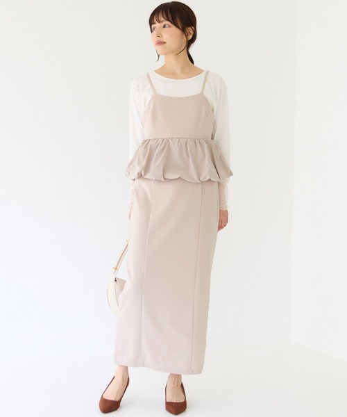 INCEDE(インシード)の「ウエストバルーンキャミワンピース(ワンピース・レディース・ブラック/グレイッシュベージュ・M/L/LL)」の10枚目の写真