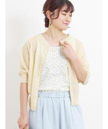 Samansa Mos2 | シアーラメ配色前後2WAYカーディガン(カーディガン/ボレロ)