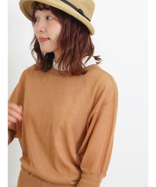 Samansa Mos2（サマンサ モスモス）の「シアーラメ配色前後2WAYカーディガン（カーディガン/ボレロ・レディース・グリーン/キナリ/モカ・F）」の3枚目の写真